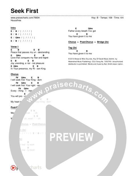 Seek First Chords PDF (Housefires) - PraiseCharts