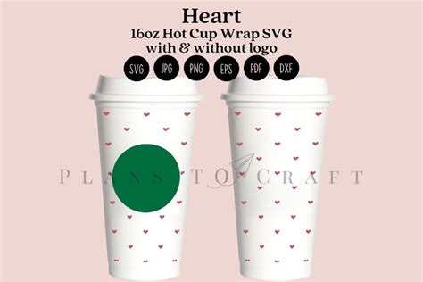 Seamless Heart Oz Hot Cup Tumbler Wrap SVG