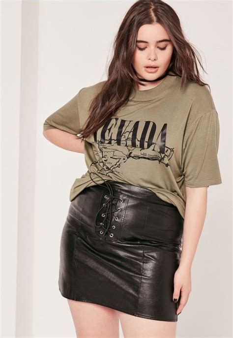 Plus Size Lace Up Faux Leather Mini Skirt Black Missguided Plus