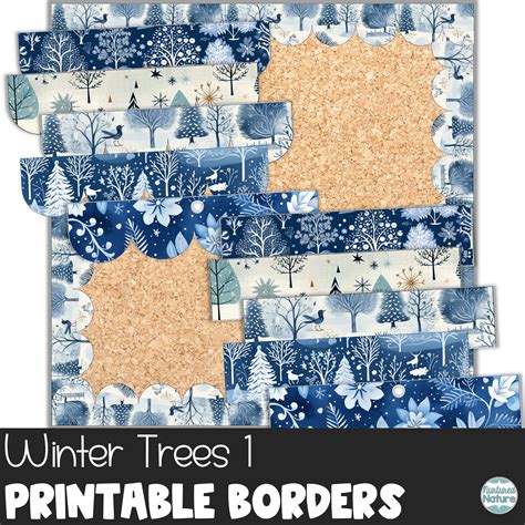 Blue Winter Bulletin Board Borders Printable For January Snowy Trees