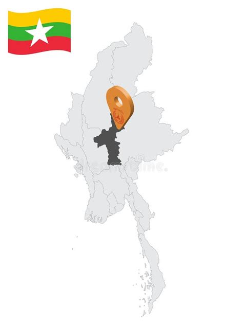 Location of Mandalay Region on Map Myanmar. 3d Mandalay Flag Map Marker ...