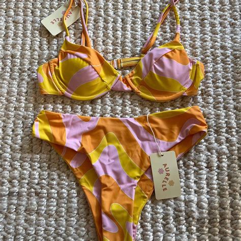 Women S Orange And Pink Bikini And Tankini Tops Depop