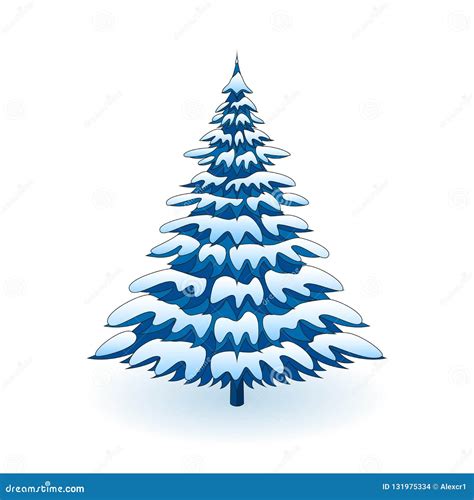 Blue Christmas Tree Covered with Snow Stock Vector - Illustration of ...