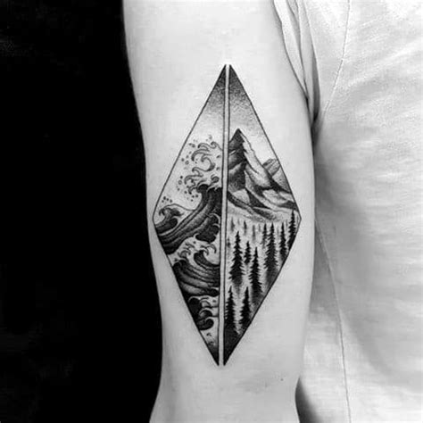 Mountain Wave Tattoo Ideas For Men Nature Designs In