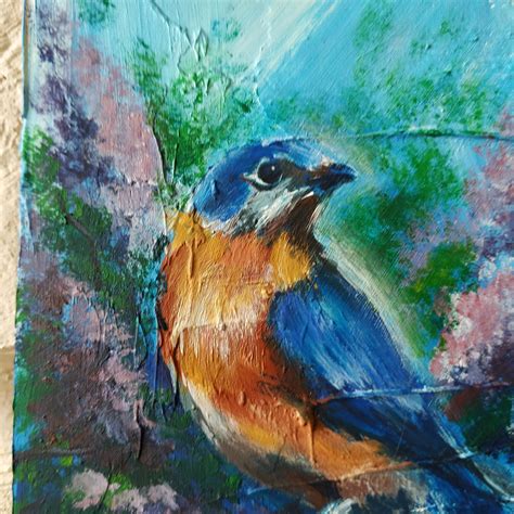 Eastern Bluebird Painting Original Acrylic Bluebird Artwork | Etsy