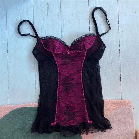 La Senza Womens Pink And Black Crop Top Depop