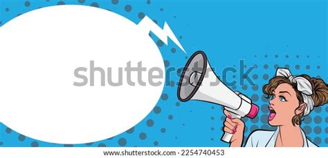 Beautiful Woman Megaphone Pop Art Retro Stock Vector Royalty Free