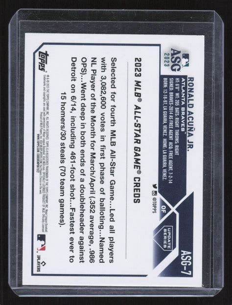 2023 Topps Update Ronald Acuna Jr ASG 7 All Star Game Blue Atlanta