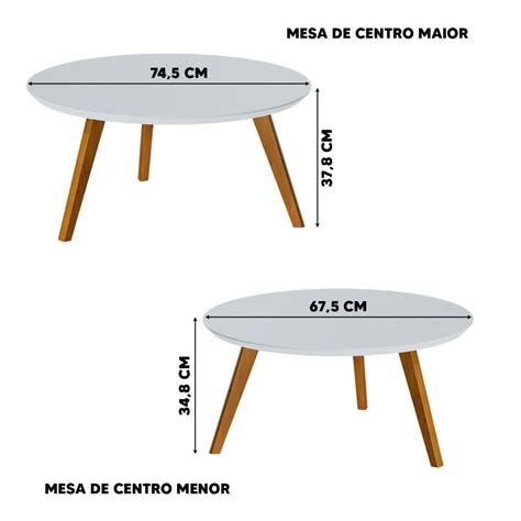 Conjunto De Mesas De Centro Branco Acetinado Classic Redonda Imcal