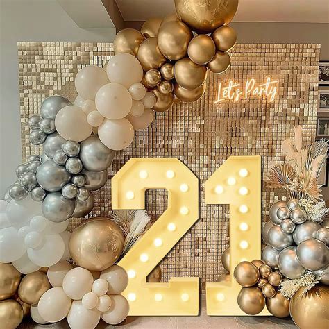 21st Birthday Decorations For Her Him 3ft Led Light Up Numbers 21 Mosaic Number