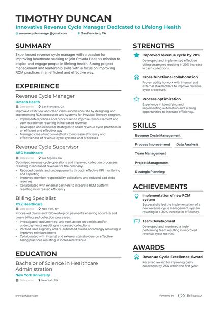 Revenue Cycle Manager Resume Examples Guide For