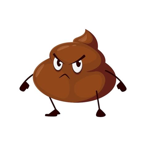 Premium Vector Cartoon Poop Emoji Angry Poo Excrement Character