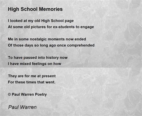 Poems About High School Memories