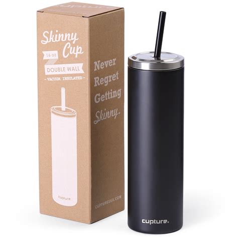 Cupture 16 Oz Double Wall Cold Stainless Steel Skinny Insulated Tumbler