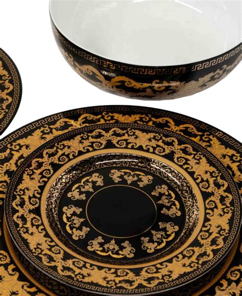 Jenna Clifford 4 Piece Grandeur Side Plate Set Black And Gold The