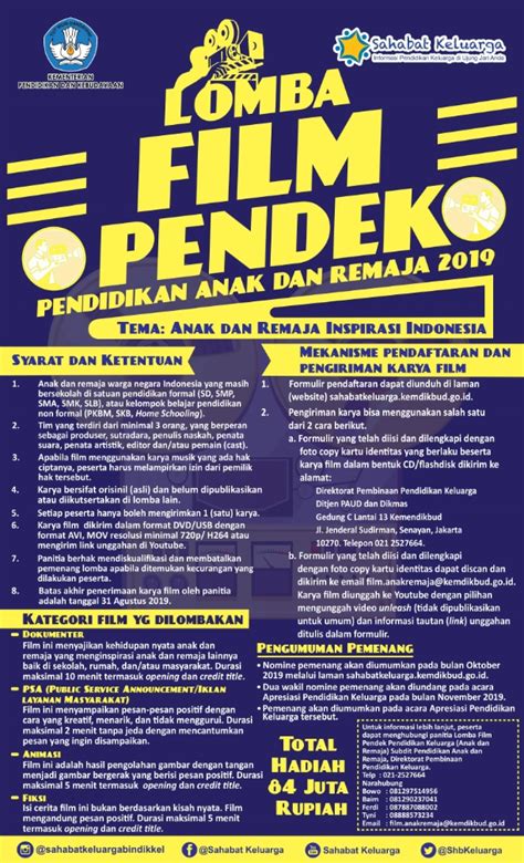 Lomba Film Pendek Pendidikan Anak Dan Remaja Kemendikbud DL 31