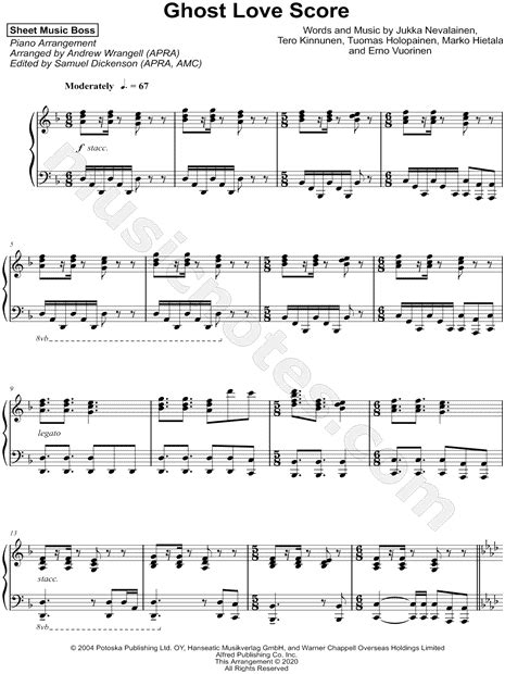 Sheet Music Boss Ghost Love Score Sheet Music Piano Solo In D Minor