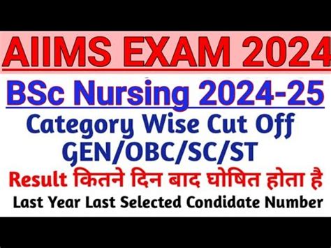 AIIMS BSc Nursing Exam 2024 Result Update Category Wise Cut Off Details