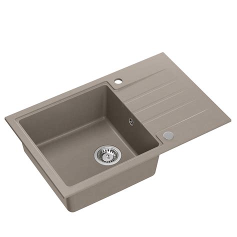 PETER 111 GraniteQ Soft Taupe Granite Sink 1 Bowl W O 78x50x20 With