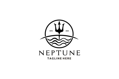 Neptune Trident Logo And Sea Wave Design Graphic By Quatrovio