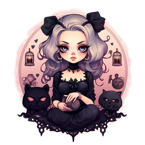 Premium AI Image | Cute Kawaii gothic women