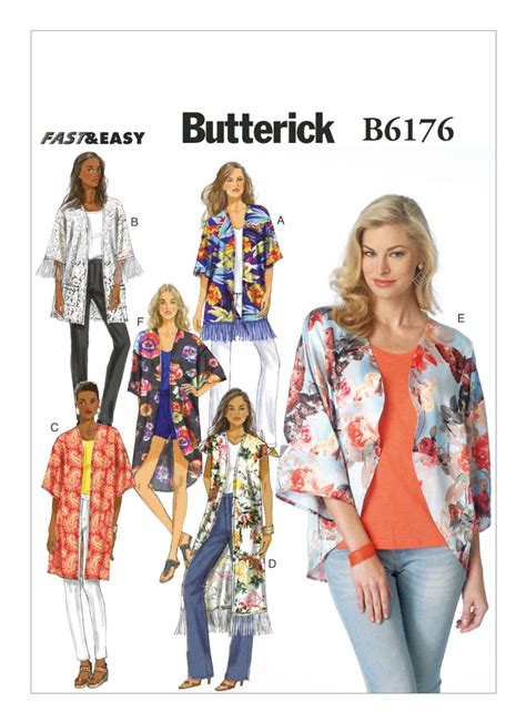 Sewing Pattern For Misses Open Front Kimonos Butterick Pattern B