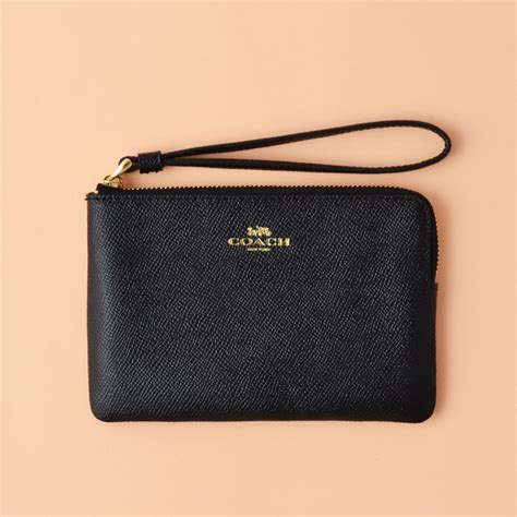 Coach Leather Wristlet Black - Averand