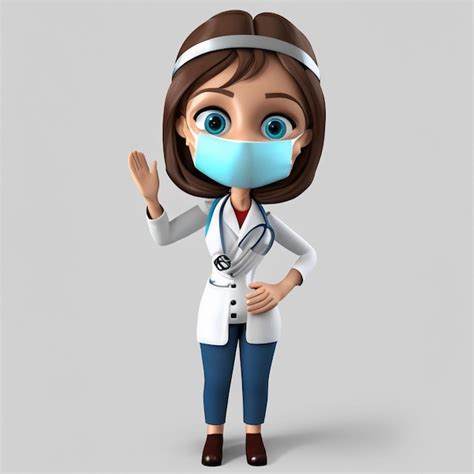 Personaje de dibujos animados médico 3d Foto Premium