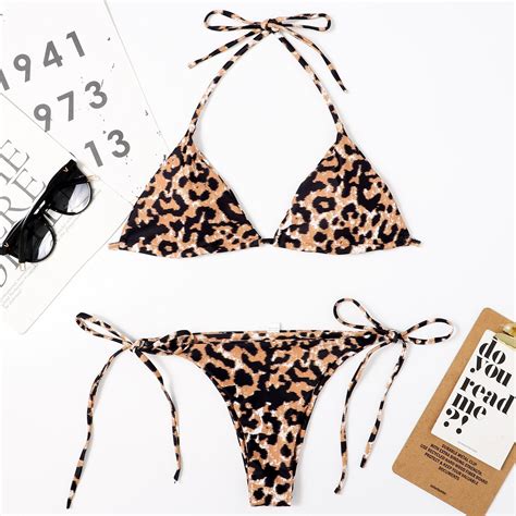 2021 European And American New Split Swimsuit Leopard Print Bikini