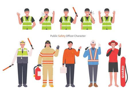 People who keep safety in various fields. A collection of uniforms and ...