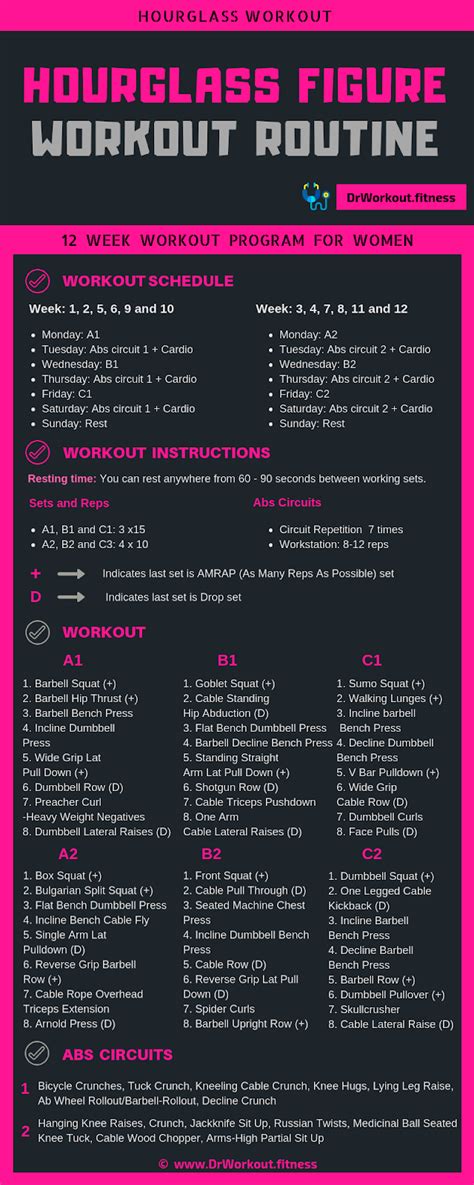 Hourglass Workout Plan With Pdf Dr Workout