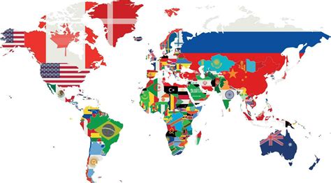 Political World Map vector illustration with the flags of all countries ...