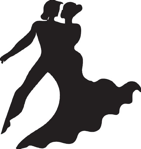 Premium Vector | A black and white silhouette of a couple dancing.