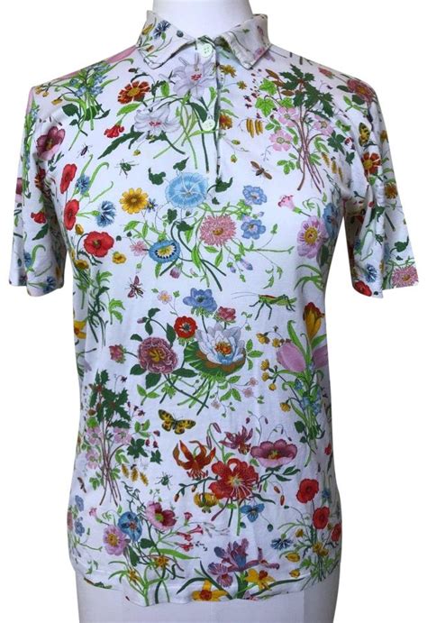 Gucci Flora Floral Blooms Flower Polo Tee Shirt Size 6 S Tradesy