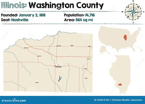 Map of Washington County in Illinois Stock Vector - Illustration of ...