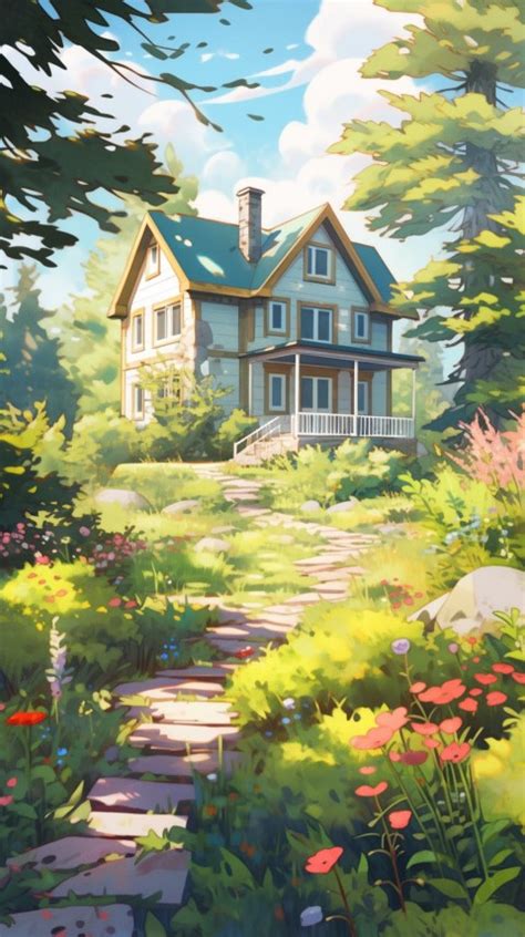 Anime Village House Nature Landscape Aesthetic 178 Wallpaper Images