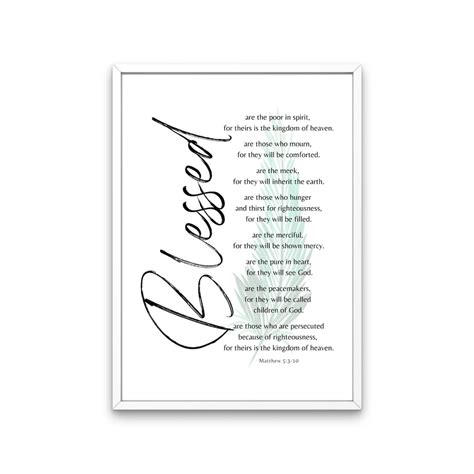 Matthew 5 Beatitudes blessed Are The Bible Verses Wall Art, Print ...