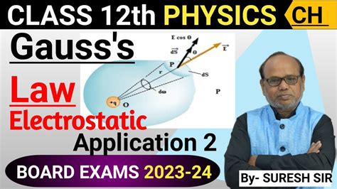 Gausss Law Class 12th Electrostatics Application 2 Board Exams 2023 24 By Suresh Sir Youtube