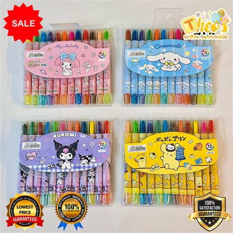 12 Colors Rolling Twistables San Rio Crayon Sanrio Twistable Crayons