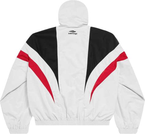 Balenciaga White Red Black 3B Sports Icon Track Jacket INC STYLE