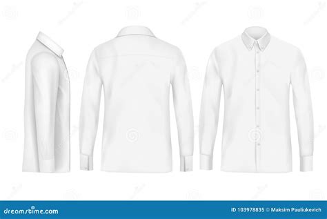 Camisa Masculina Blanca Con Las Mangas Y Los Botones Largos Ilustraci N