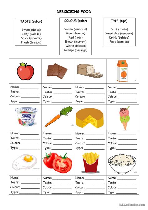 Describing Food English Esl Worksheets Pdf And Doc