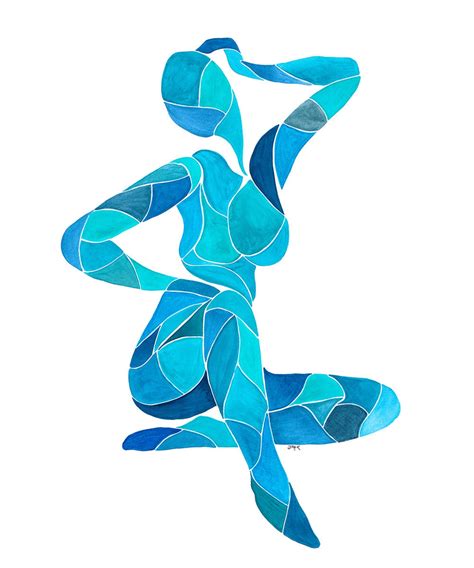 Nude Figure Art Woman Poster Blue Painting Bedroom Decor Etsy