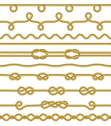 Premium Vector Set Of Rope And Knots Decorative Elements Vector