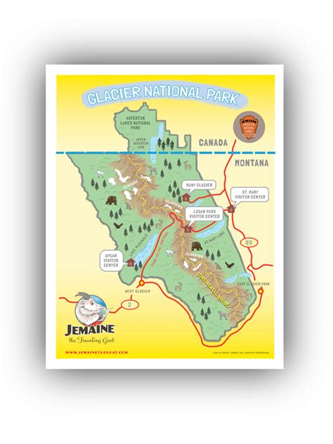 Jemaine The Traveling Goat – Glacier National Park Map/Poster