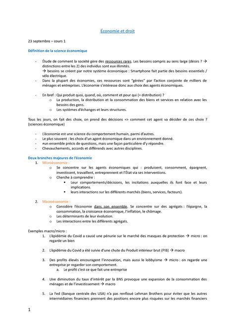 Eco Et Droit R Sum Cours Economie Et Droit Unige Studocu