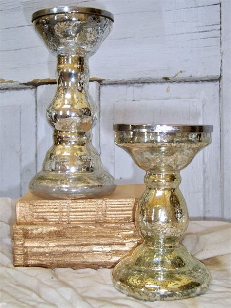 Mercury Glass Candlestick Holders Vintage Silver Mercury Glass Candle