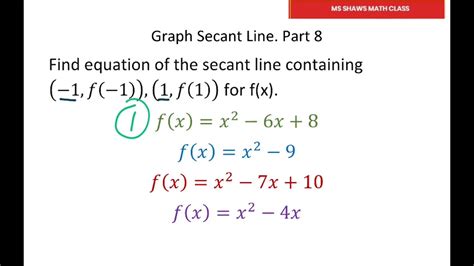 Find The Equation Of The Secant Line Graph The Secant Line And F X