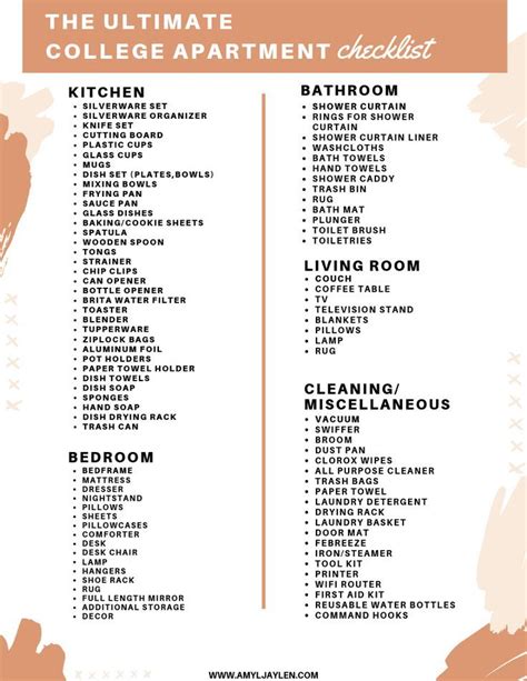 The Ultimate College Apartment Checklist Artofit