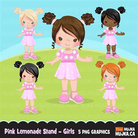 Pink Lemonade Stand Girls Clipart Summer Mujka Cliparts Myshopify